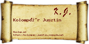 Kolompár Jusztin névjegykártya